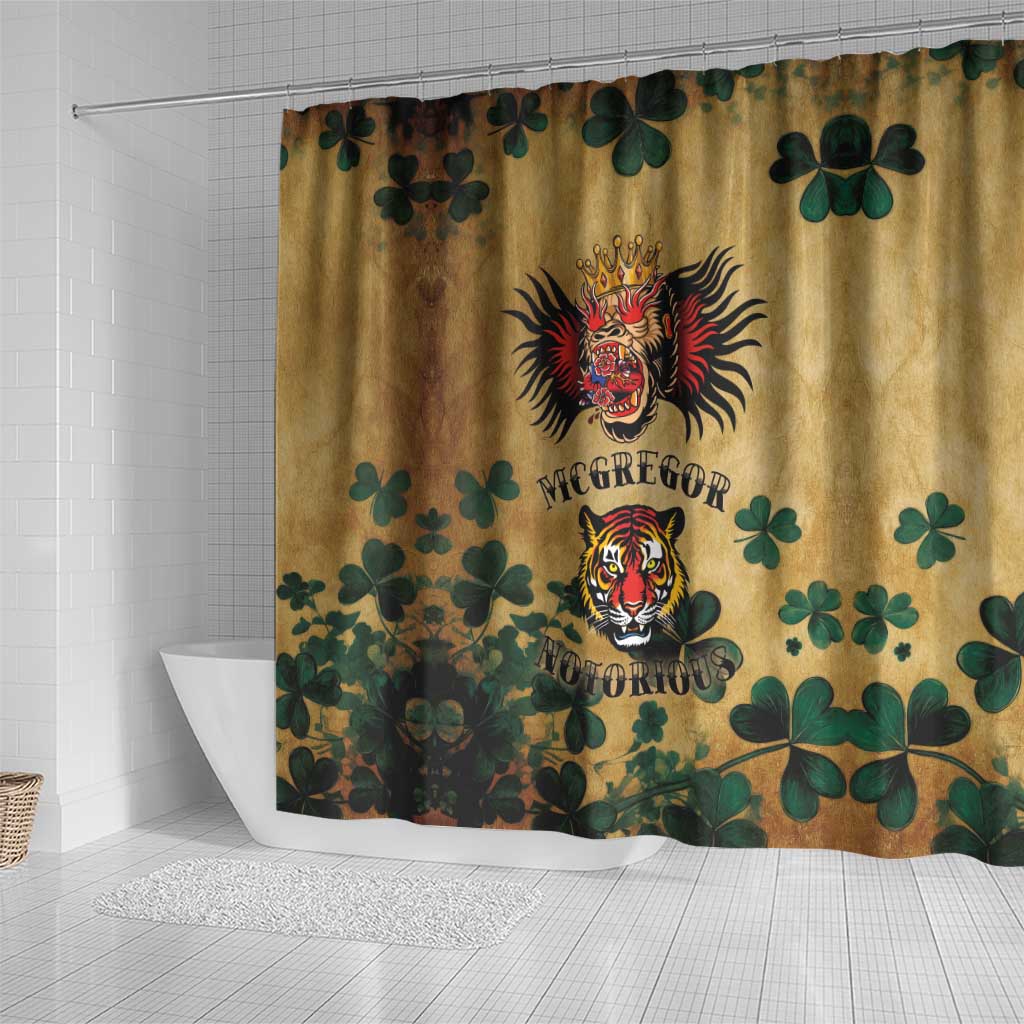 The Irishman-Notorious Shower Curtain Old School Tattoos and Shamrocks Grunge Style