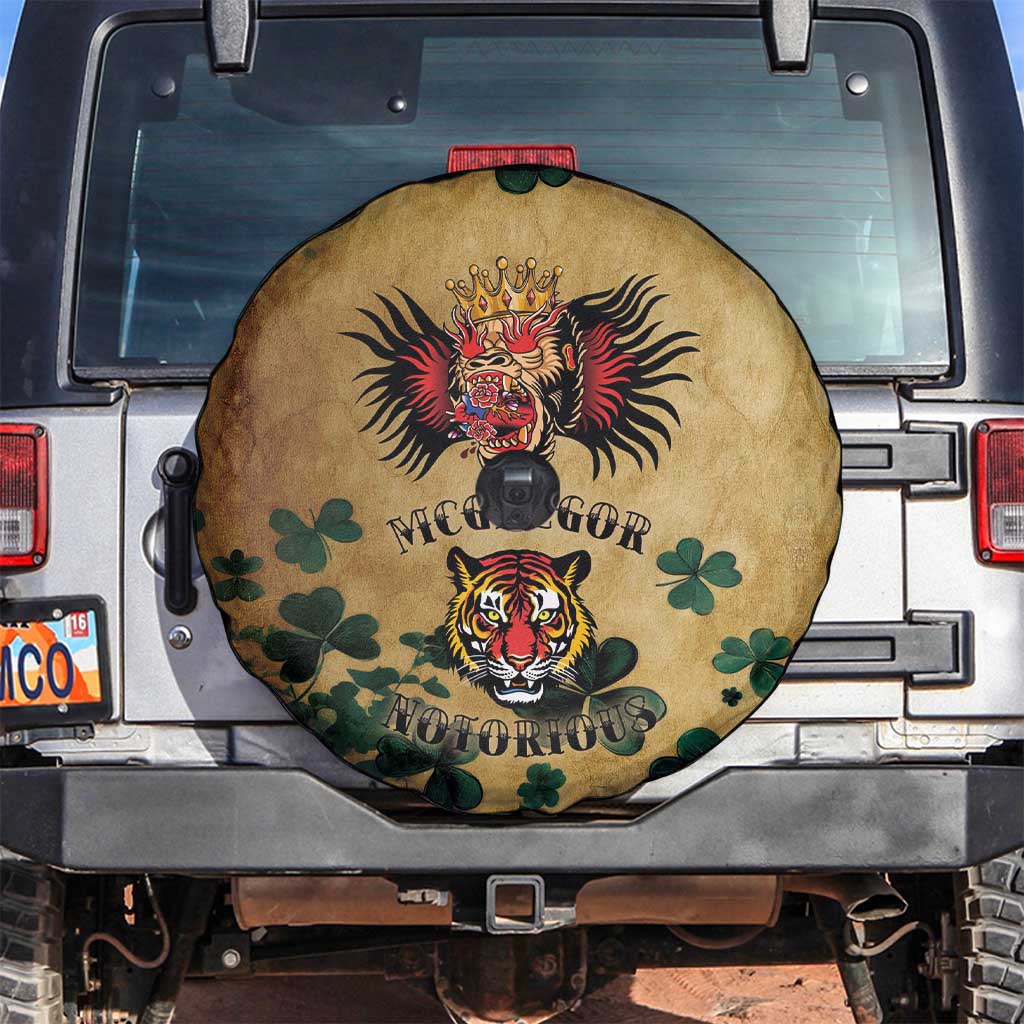 The Irishman-Notorious Spare Tire Cover Old School Tattoos and Shamrocks Grunge Style