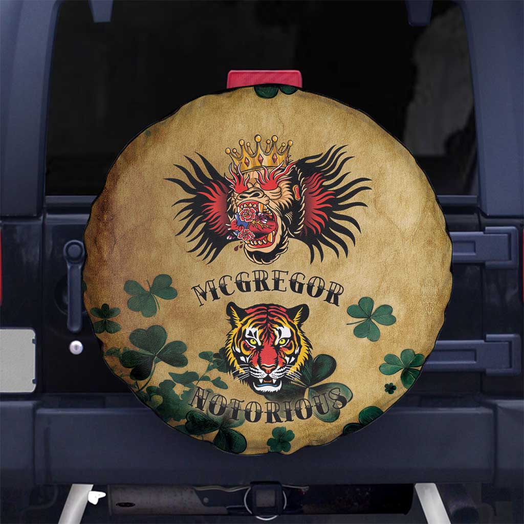 The Irishman-Notorious Spare Tire Cover Old School Tattoos and Shamrocks Grunge Style