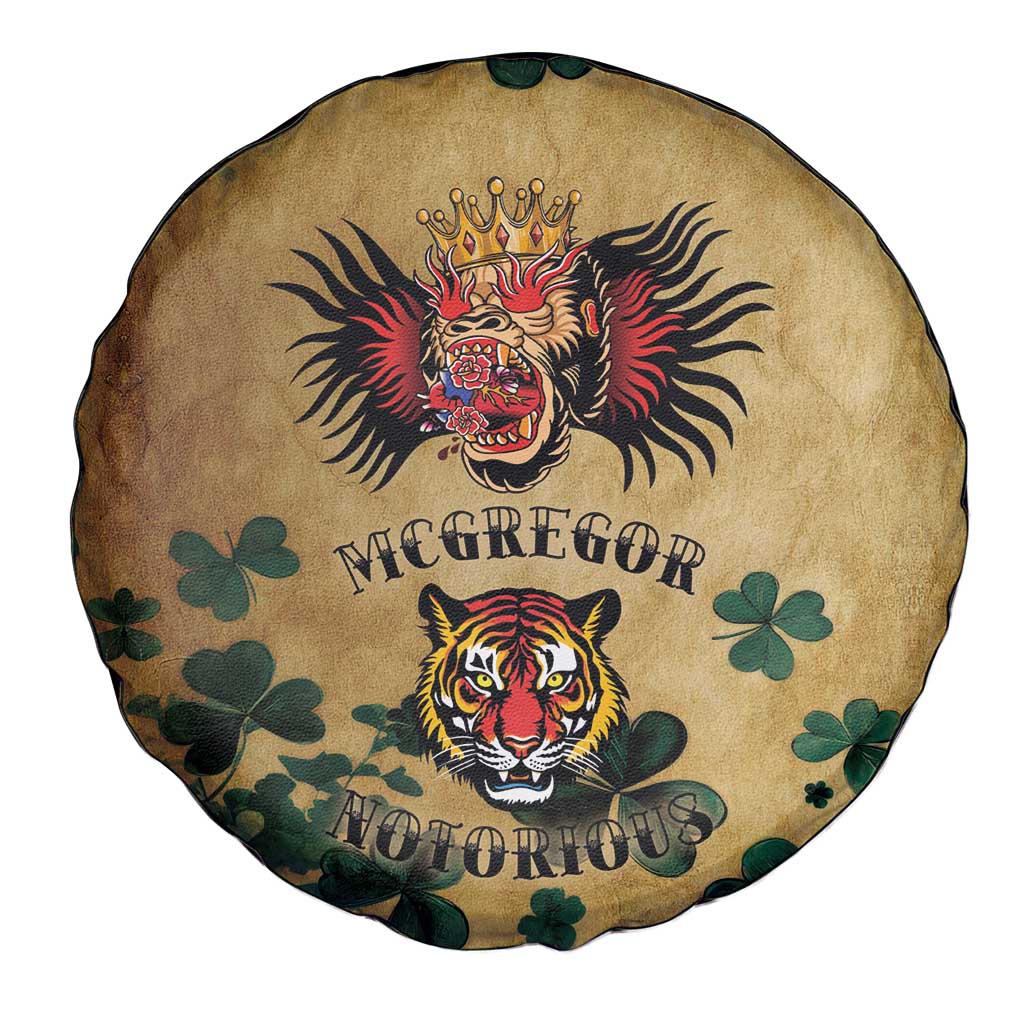 The Irishman-Notorious Spare Tire Cover Old School Tattoos and Shamrocks Grunge Style