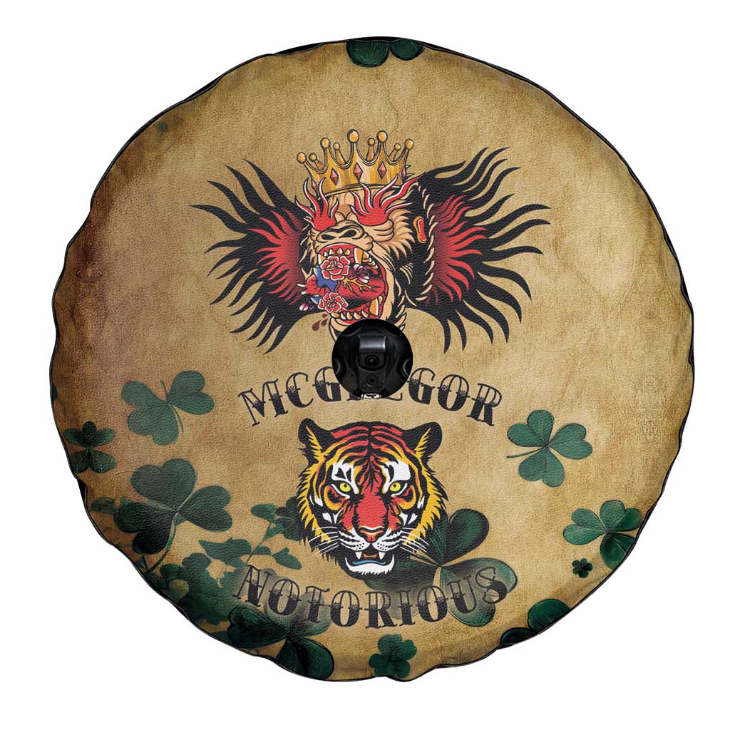 The Irishman-Notorious Spare Tire Cover Old School Tattoos and Shamrocks Grunge Style