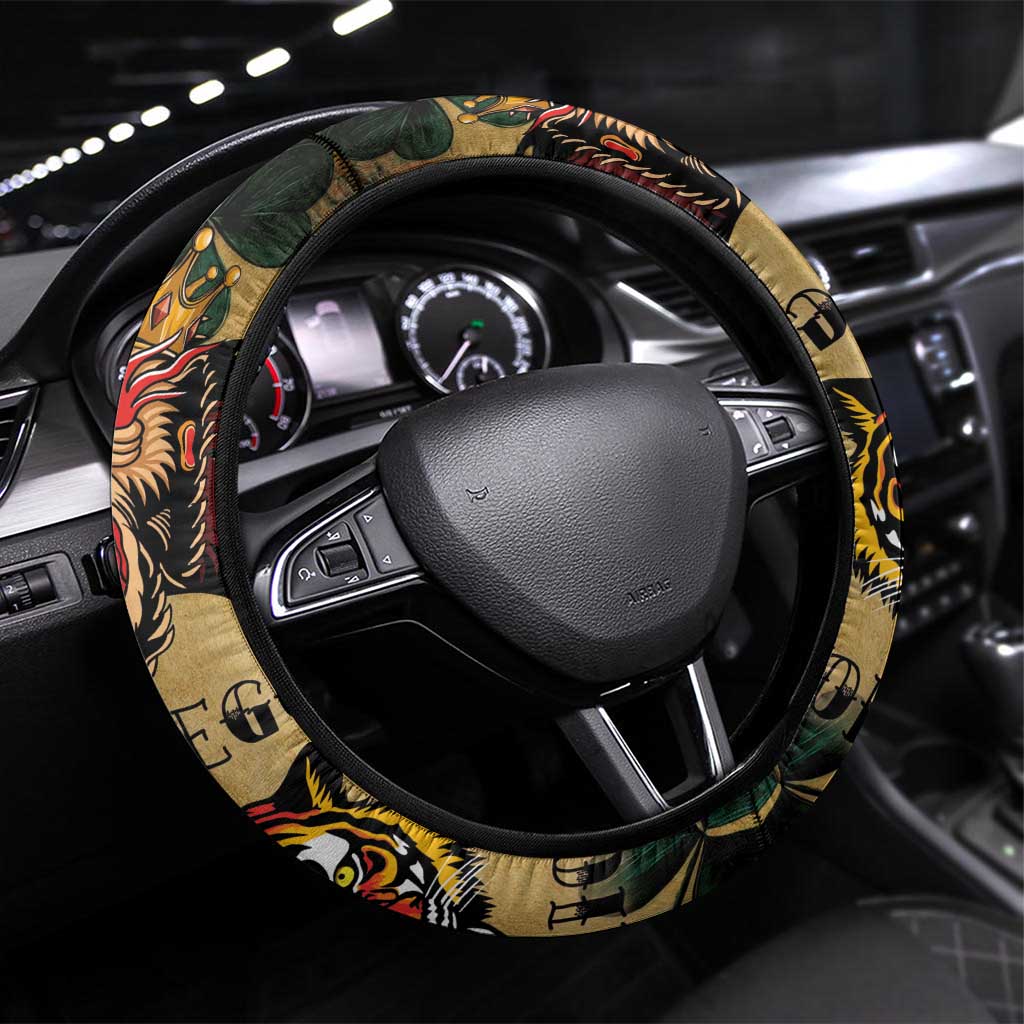 The Irishman-Notorious Steering Wheel Cover Old School Tattoos and Shamrocks Grunge Style