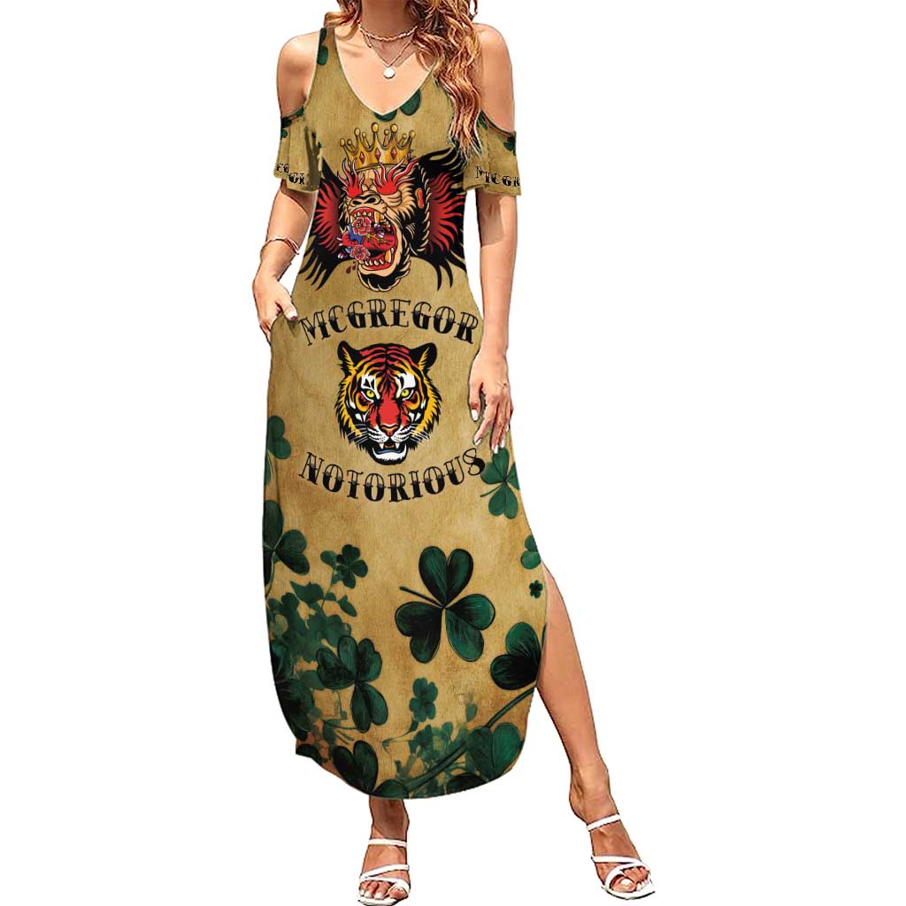 The Irishman-Notorious Summer Maxi Dress Old School Tattoos and Shamrocks Grunge Style