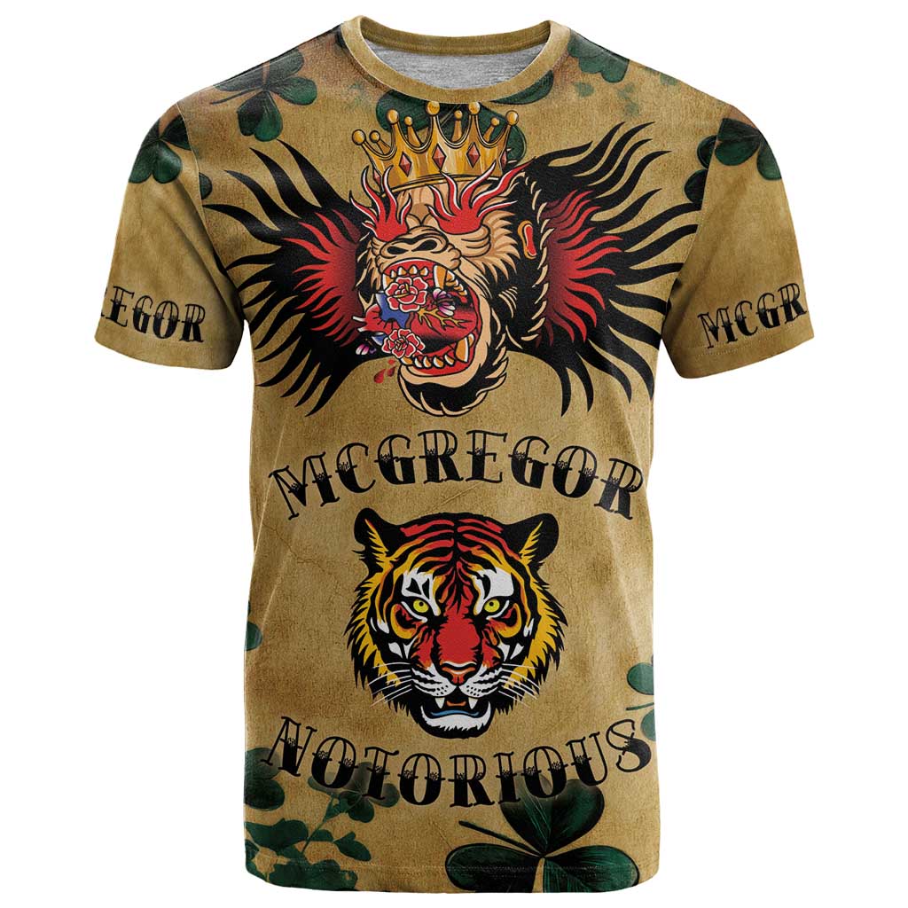 The Irishman-Notorious T Shirt Old School Tattoos and Shamrocks Grunge Style