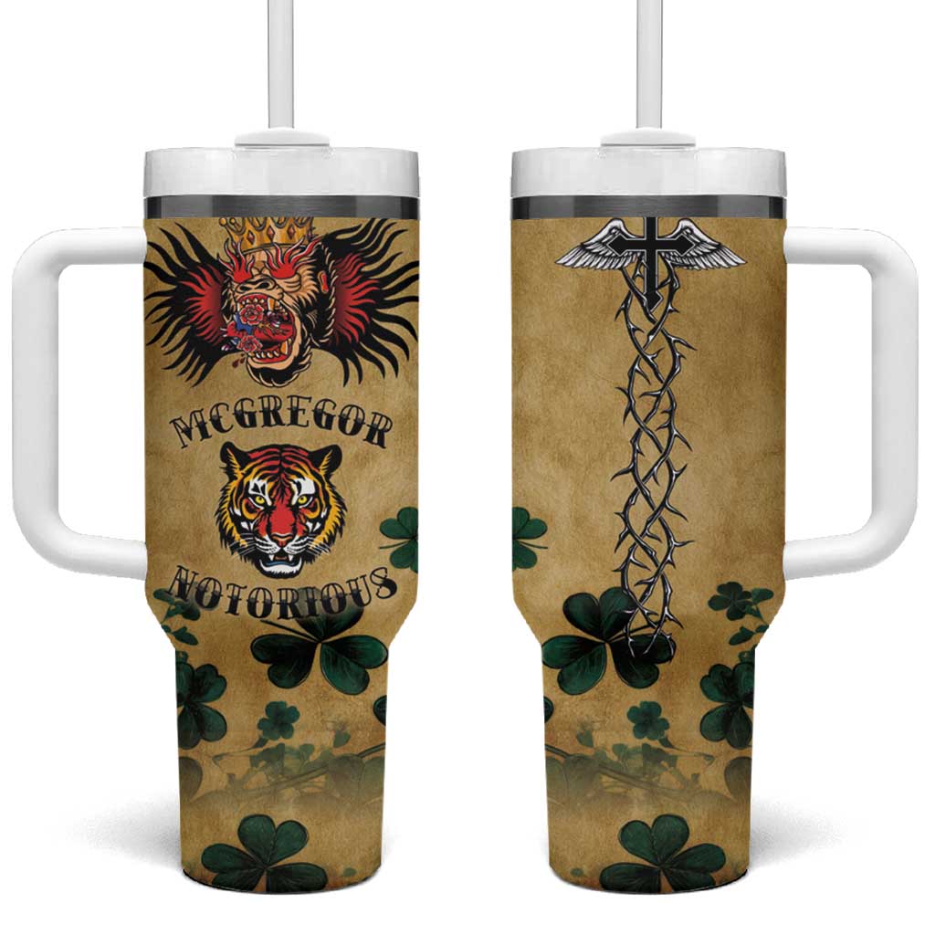 The Irishman-Notorious Tumbler With Handle Old School Tattoos and Shamrocks Grunge Style