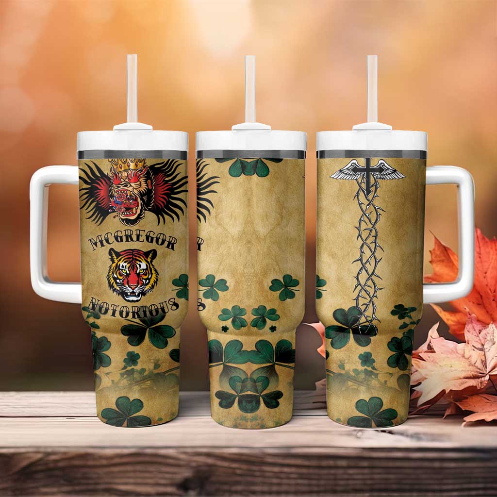 The Irishman-Notorious Tumbler With Handle Old School Tattoos and Shamrocks Grunge Style