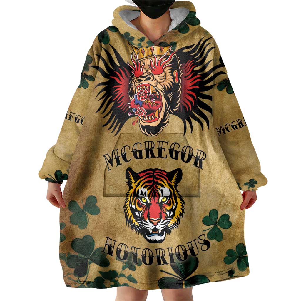 The Irishman-Notorious Wearable Blanket Hoodie Old School Tattoos and Shamrocks Grunge Style