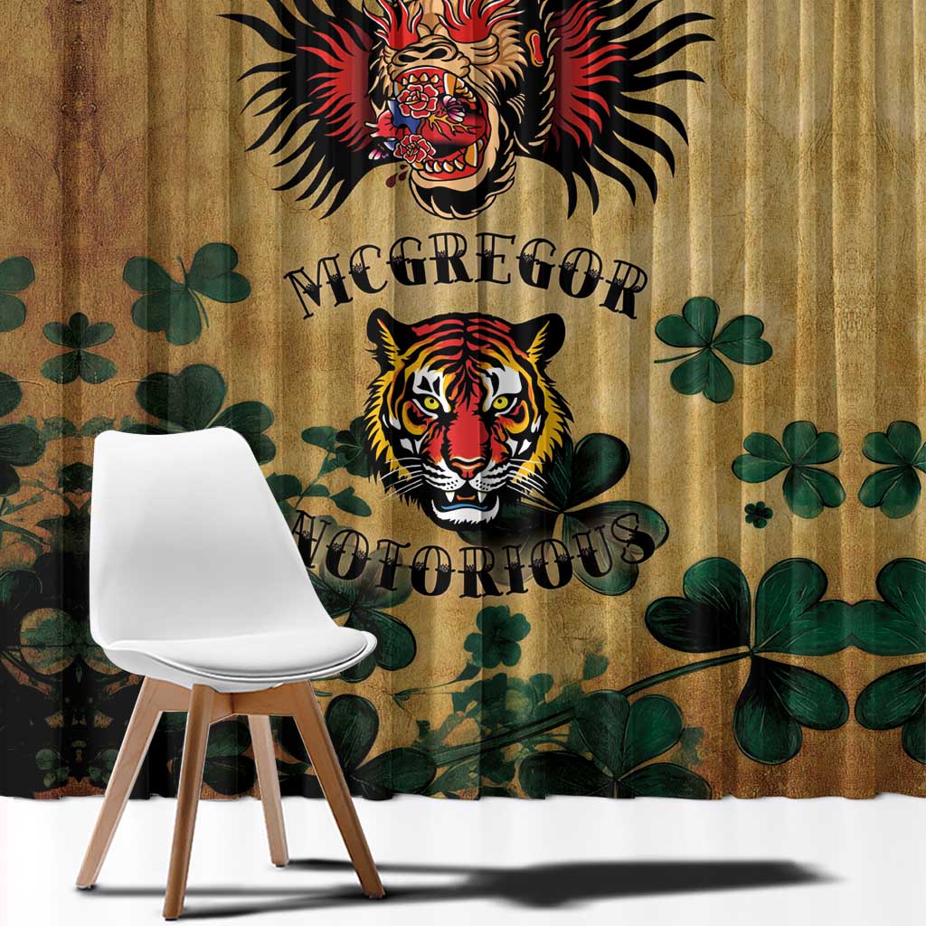 The Irishman-Notorious Window Curtain Old School Tattoos and Shamrocks Grunge Style