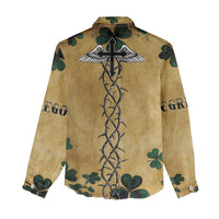 The Irishman-Notorious Women Casual Shirt Old School Tattoos and Shamrocks Grunge Style
