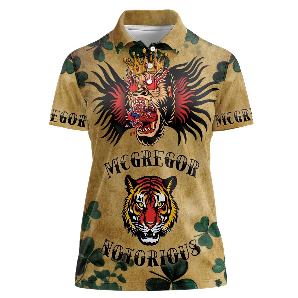The Irishman-Notorious Women Polo Shirt Old School Tattoos and Shamrocks Grunge Style