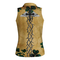 The Irishman-Notorious Women Sleeveless Polo Shirt Old School Tattoos and Shamrocks Grunge Style
