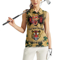 The Irishman-Notorious Women Sleeveless Polo Shirt Old School Tattoos and Shamrocks Grunge Style