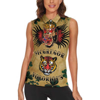The Irishman-Notorious Women Sleeveless Polo Shirt Old School Tattoos and Shamrocks Grunge Style