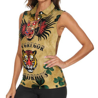 The Irishman-Notorious Women Sleeveless Polo Shirt Old School Tattoos and Shamrocks Grunge Style