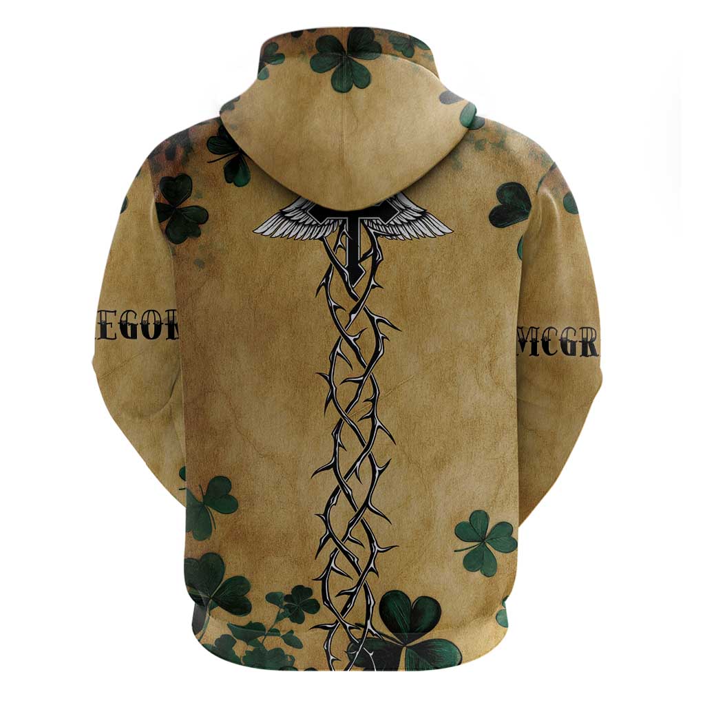 The Irishman-Notorious Zip Hoodie Old School Tattoos and Shamrocks Grunge Style