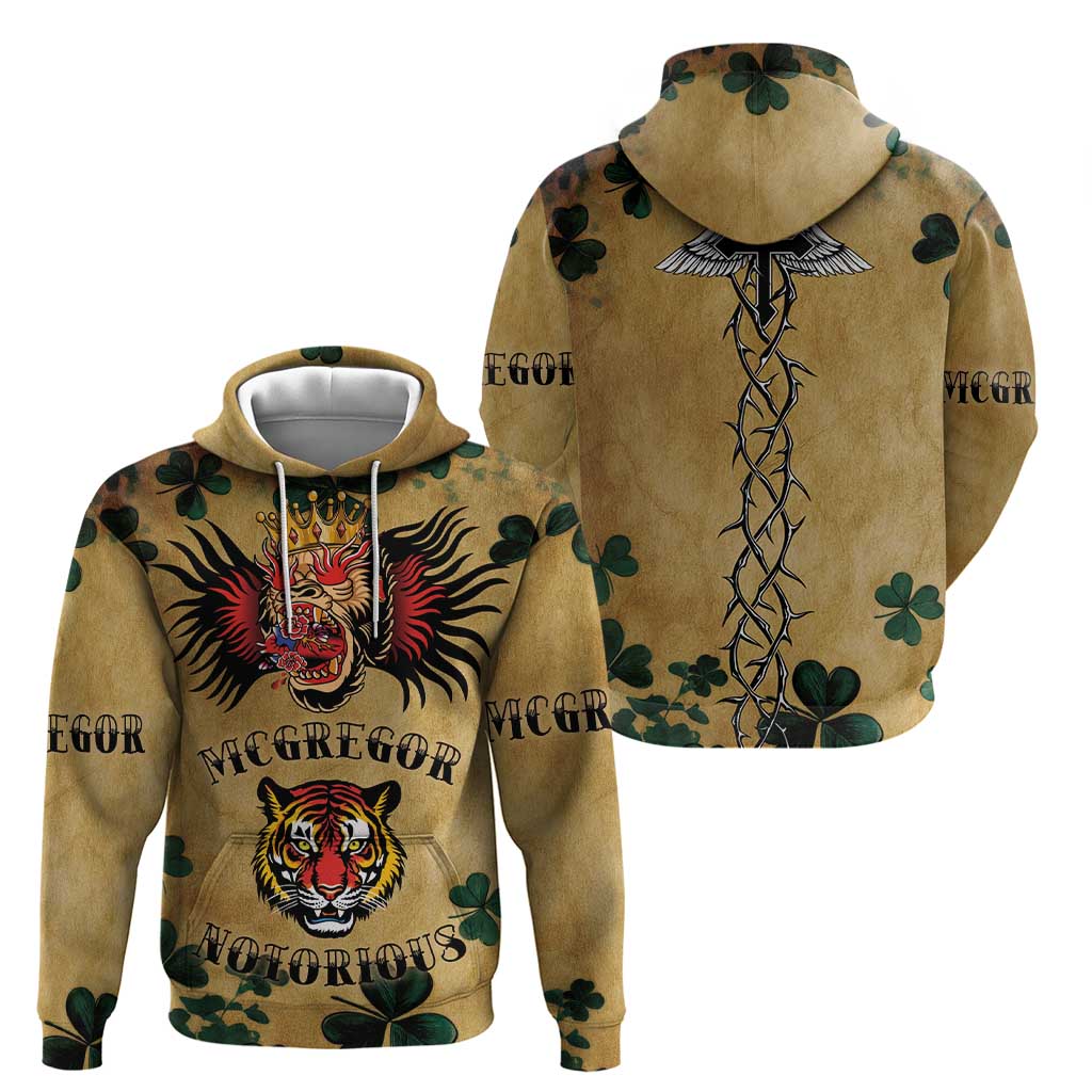 The Irishman-Notorious Zip Hoodie Old School Tattoos and Shamrocks Grunge Style