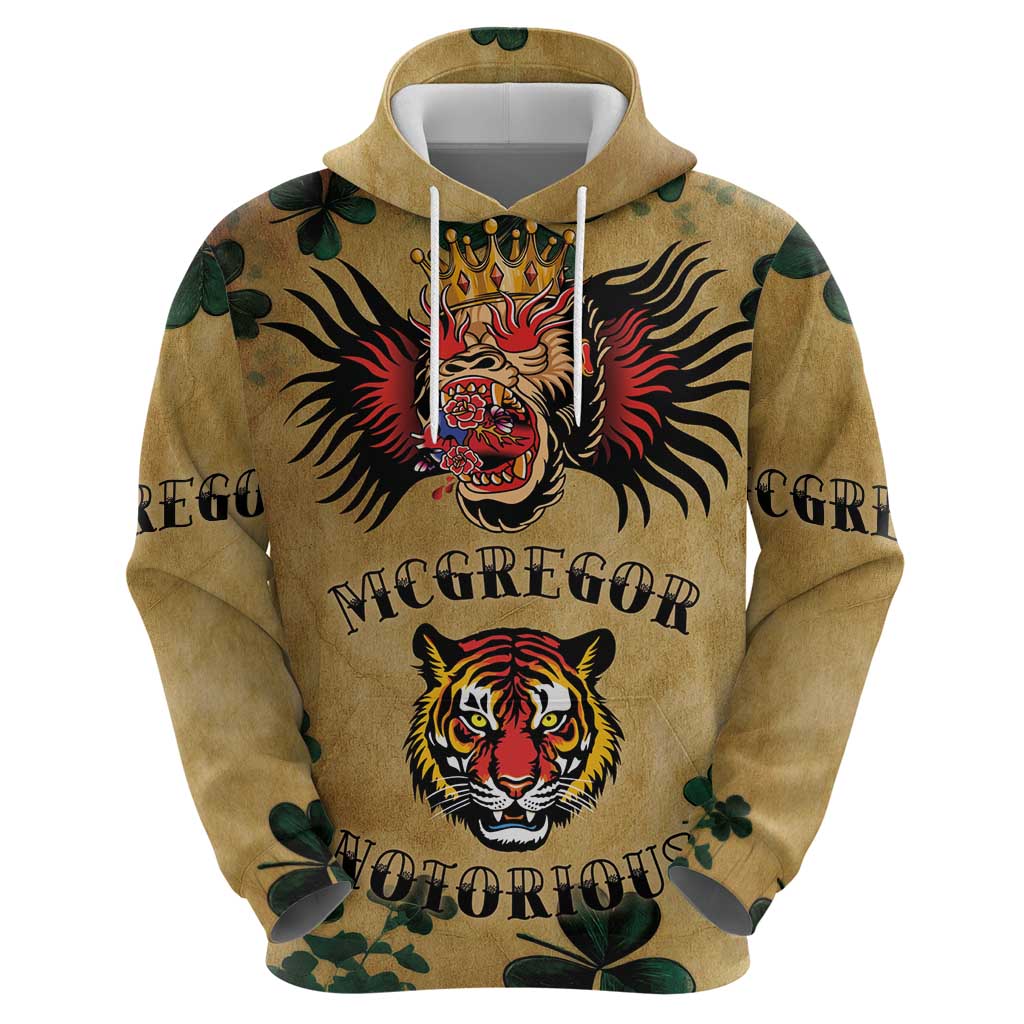 The Irishman-Notorious Zip Hoodie Old School Tattoos and Shamrocks Grunge Style