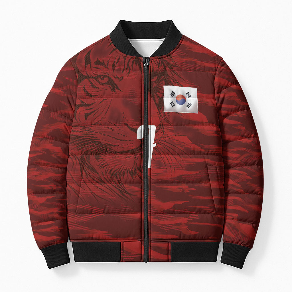 Custom South Korea National Football Bomber Puffer Jacket Tigers-Taegeuk Warriors Red
