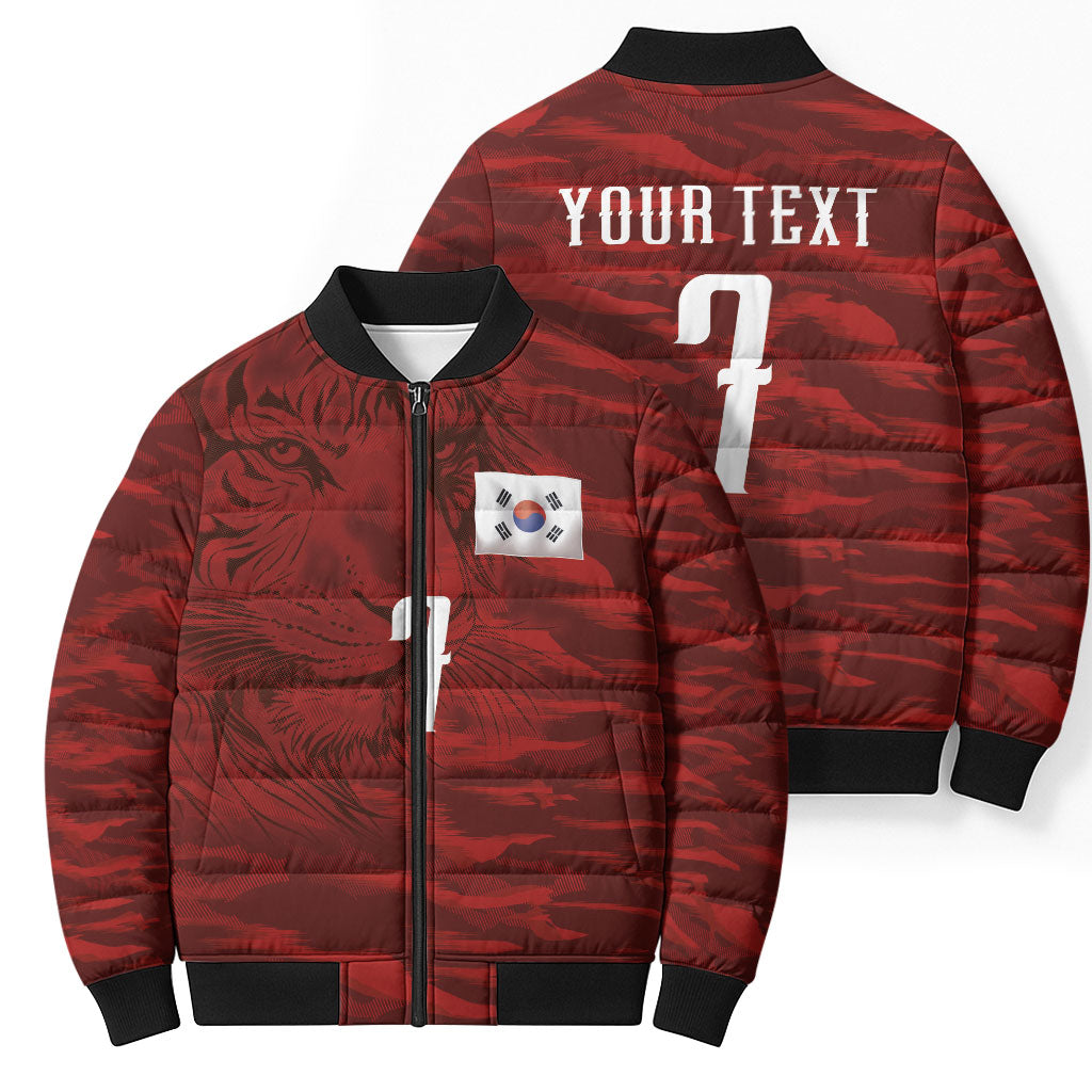 Custom South Korea National Football Bomber Puffer Jacket Tigers-Taegeuk Warriors Red