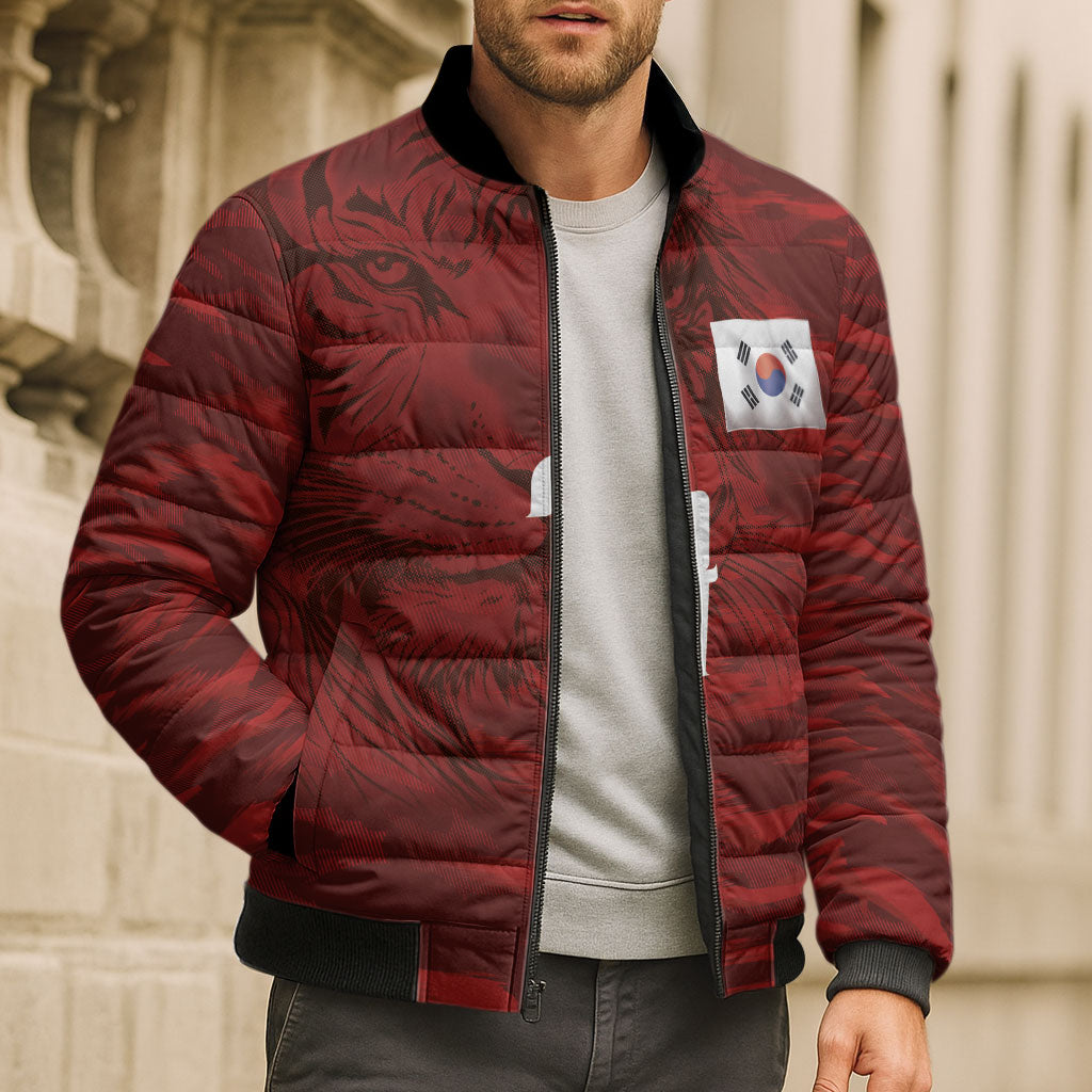 Custom South Korea National Football Bomber Puffer Jacket Tigers-Taegeuk Warriors Red
