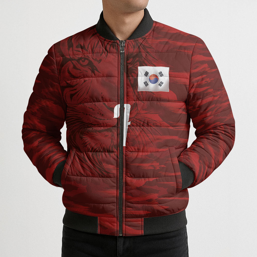 Custom South Korea National Football Bomber Puffer Jacket Tigers-Taegeuk Warriors Red