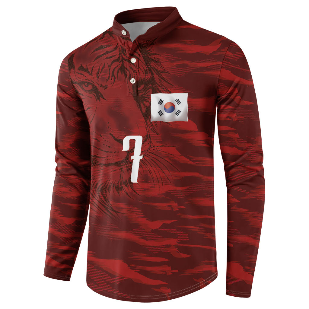 Custom South Korea National Football Button Sweatshirt Tigers-Taegeuk Warriors Red