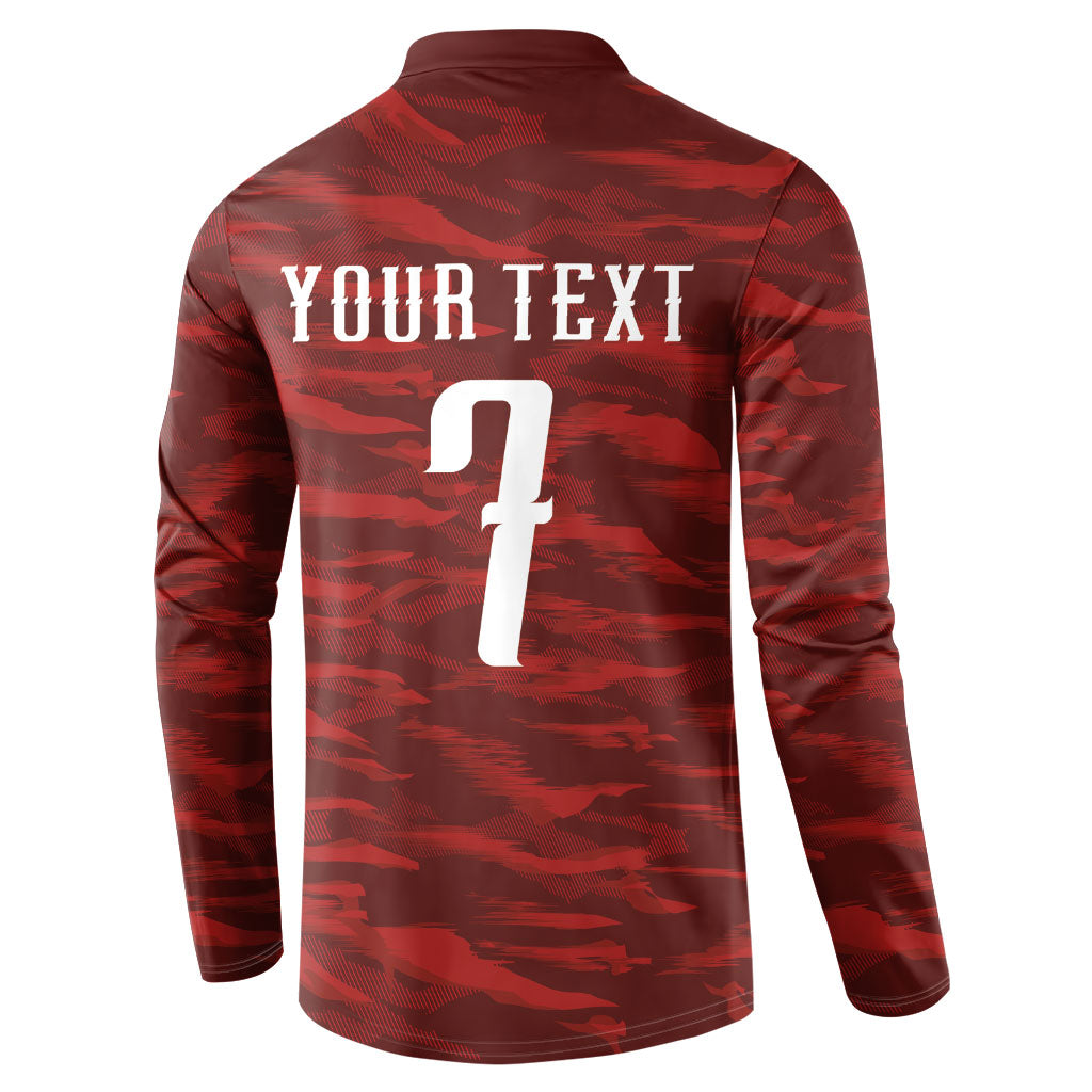 Custom South Korea National Football Button Sweatshirt Tigers-Taegeuk Warriors Red