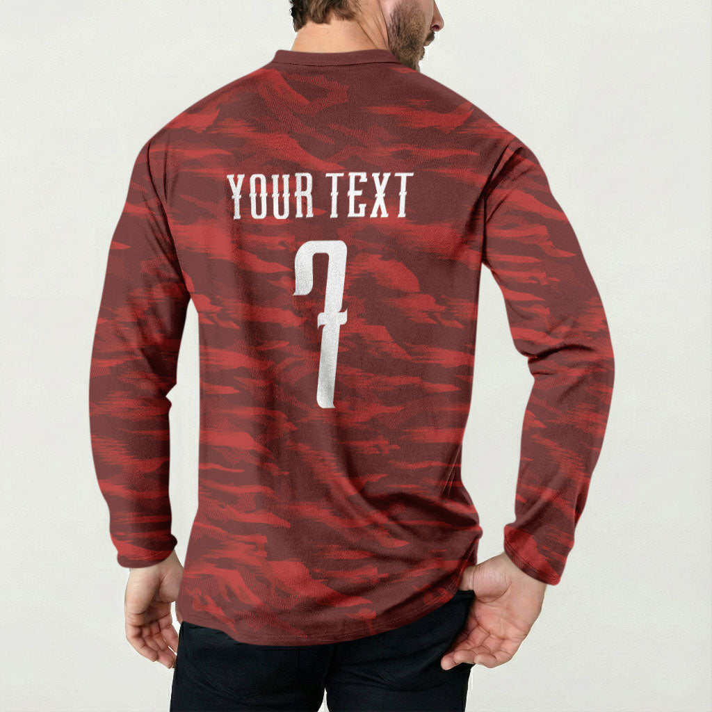 Custom South Korea National Football Button Sweatshirt Tigers-Taegeuk Warriors Red