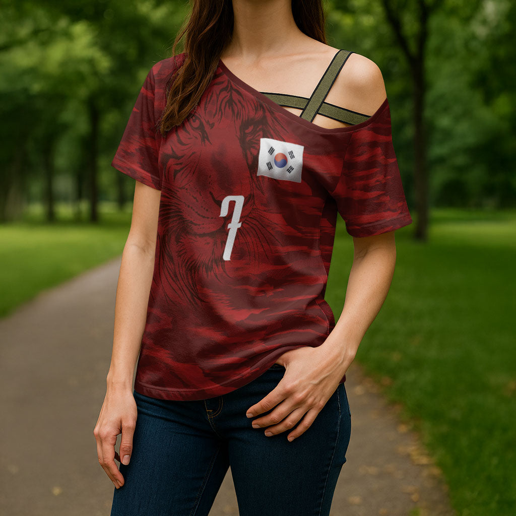 Custom South Korea National Football Cross Shoulder Shirt Tigers-Taegeuk Warriors Red