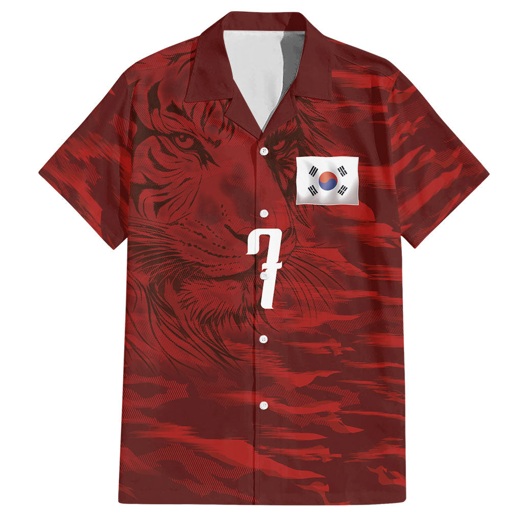 Custom South Korea National Football Hawaiian Shirt Tigers-Taegeuk Warriors Red