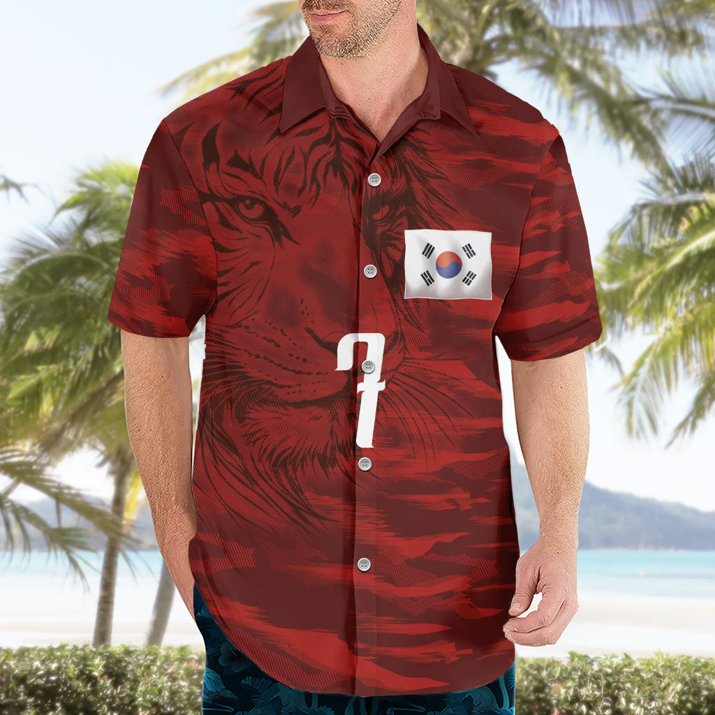 Custom South Korea National Football Hawaiian Shirt Tigers-Taegeuk Warriors Red