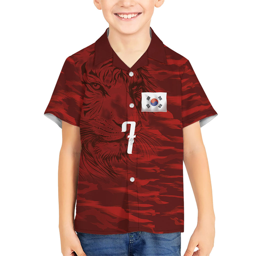 Custom South Korea National Football Hawaiian Shirt Tigers-Taegeuk Warriors Red