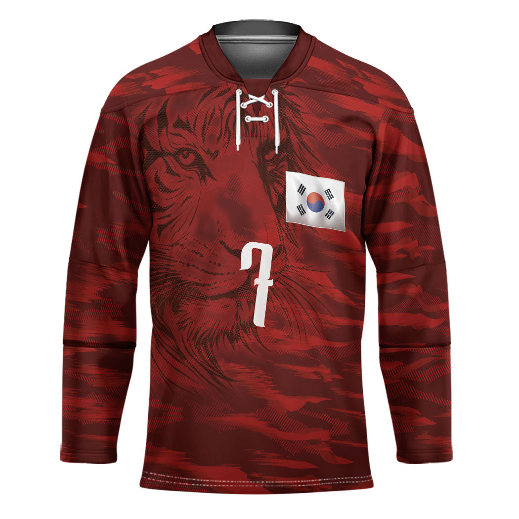 Custom South Korea National Football Hockey Jersey Tigers-Taegeuk Warriors Red