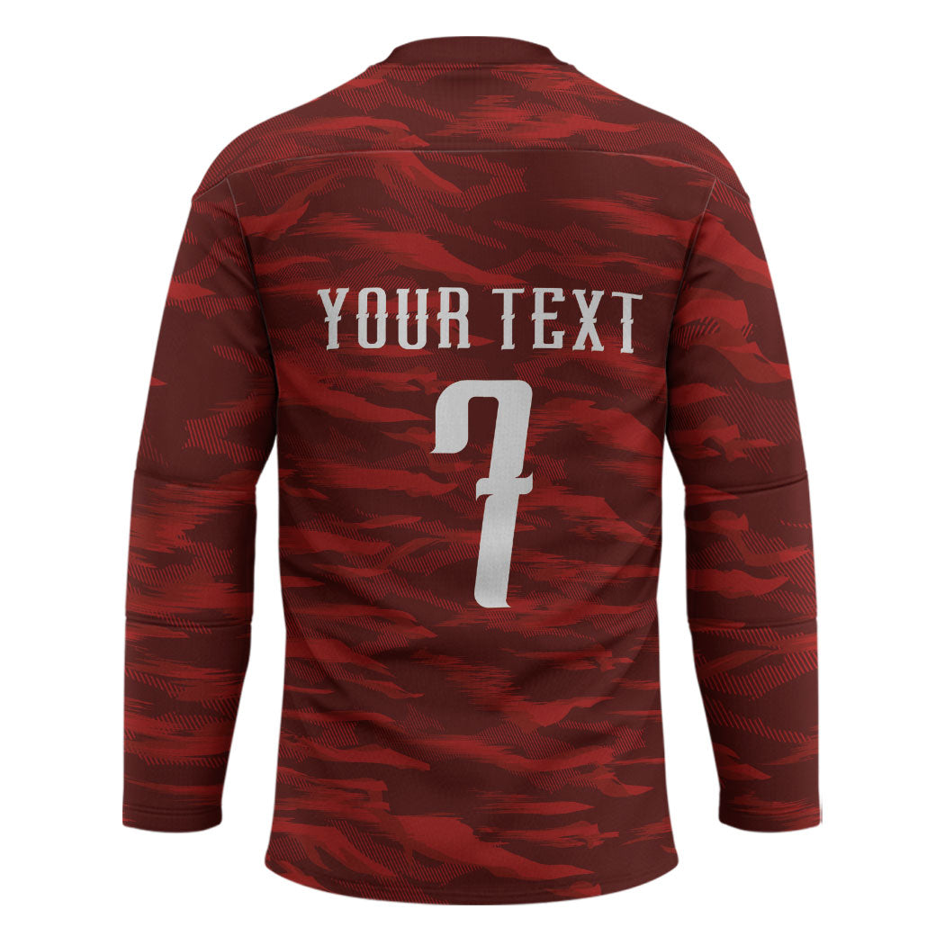 Custom South Korea National Football Hockey Jersey Tigers-Taegeuk Warriors Red