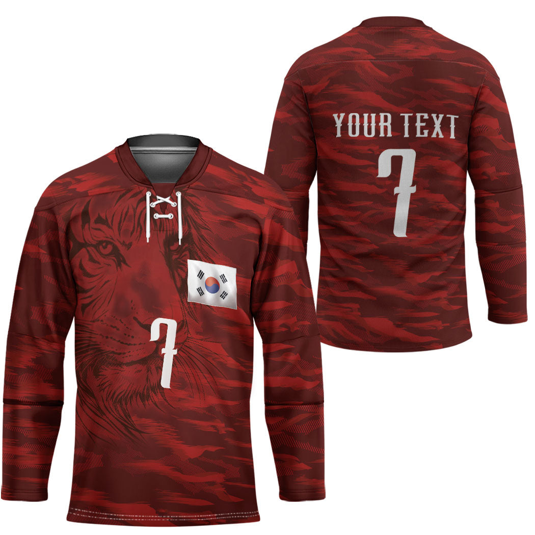 Custom South Korea National Football Hockey Jersey Tigers-Taegeuk Warriors Red