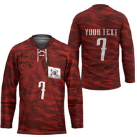 Custom South Korea National Football Hockey Jersey Tigers-Taegeuk Warriors Red