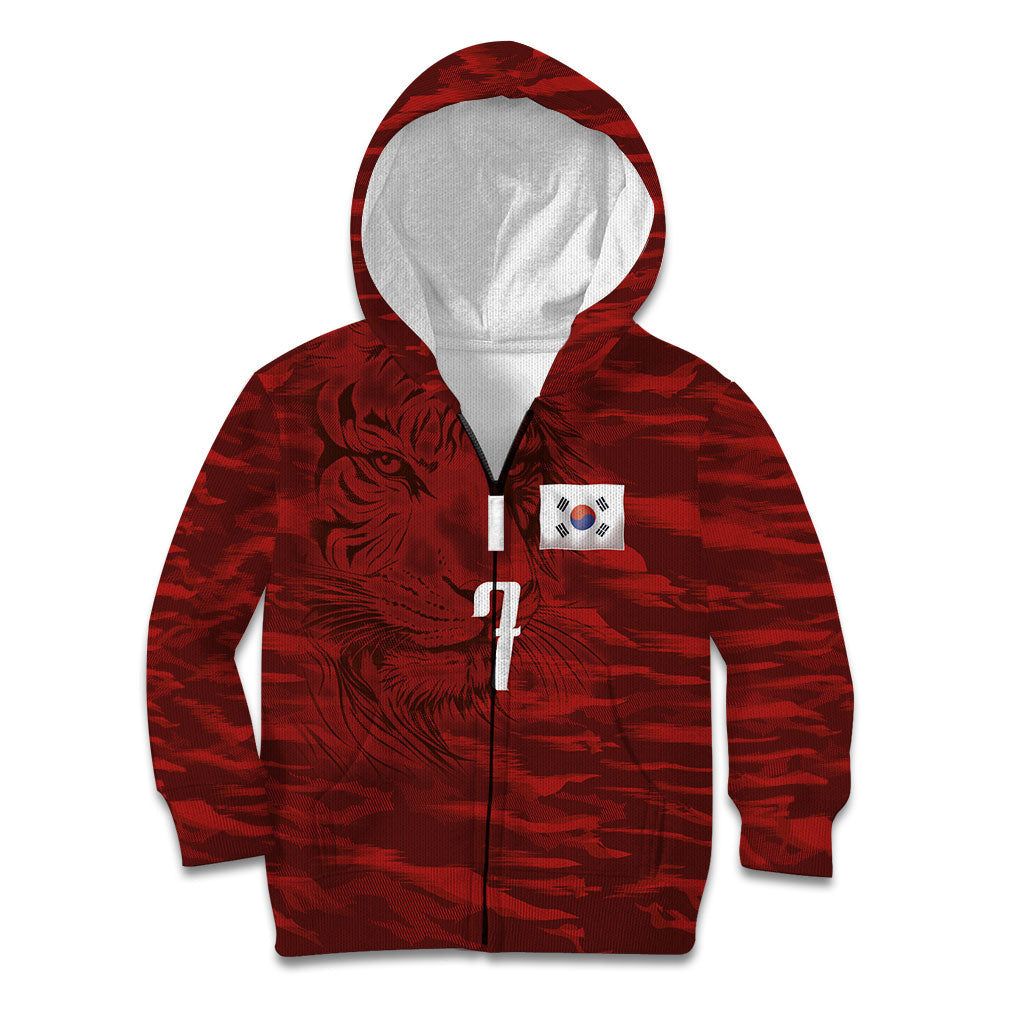 Custom South Korea National Football Kid Hoodie Tigers-Taegeuk Warriors Red