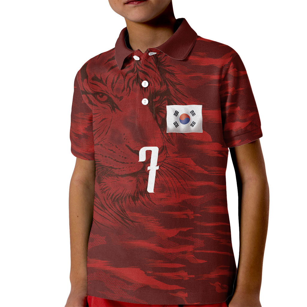 Custom South Korea National Football Kid Polo Shirt Tigers-Taegeuk Warriors Red