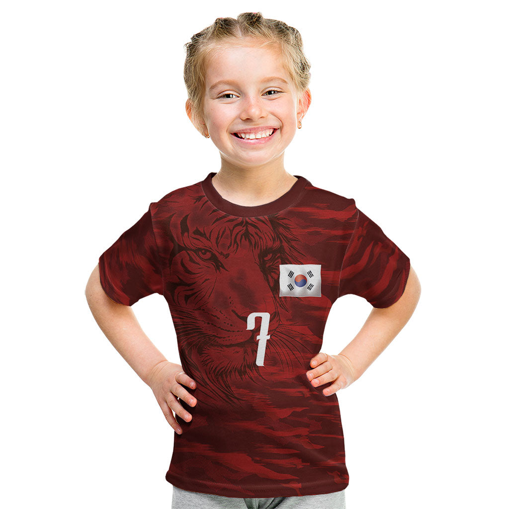 Custom South Korea National Football Kid T Shirt Tigers-Taegeuk Warriors Red