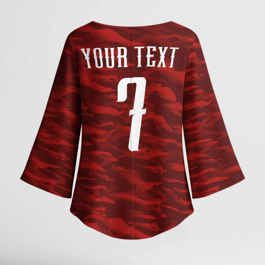 Custom South Korea National Football Kimono Sleeve Blouse Tigers-Taegeuk Warriors Red
