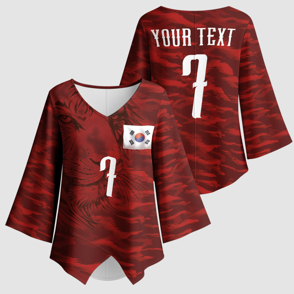 Custom South Korea National Football Kimono Sleeve Blouse Tigers-Taegeuk Warriors Red