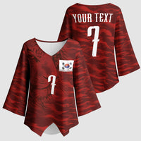 Custom South Korea National Football Kimono Sleeve Blouse Tigers-Taegeuk Warriors Red