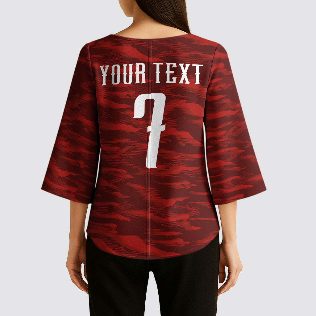 Custom South Korea National Football Kimono Sleeve Blouse Tigers-Taegeuk Warriors Red