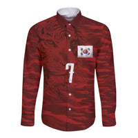 Custom South Korea National Football Long Sleeve Button Shirt Tigers-Taegeuk Warriors Red