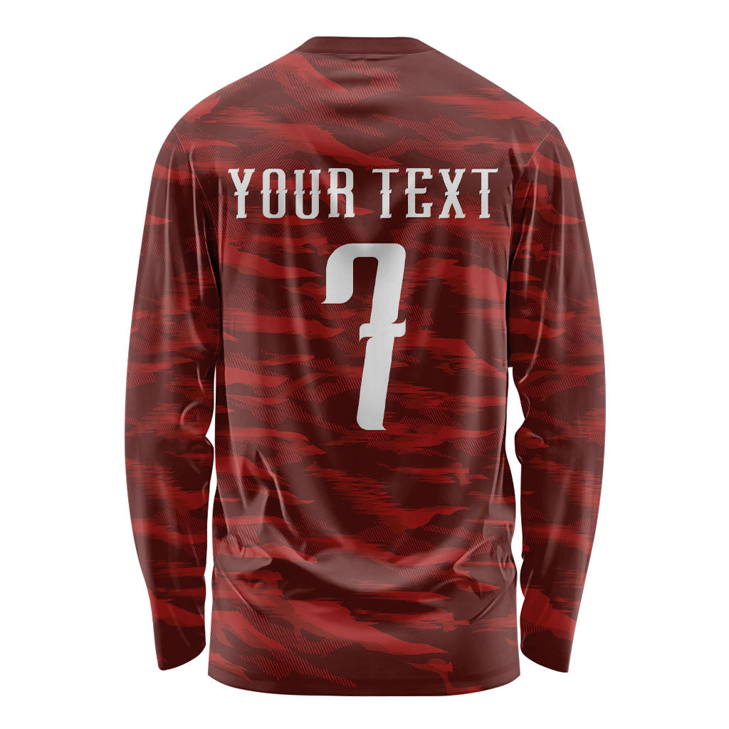 Custom South Korea National Football Long Sleeve Shirt Tigers-Taegeuk Warriors Red