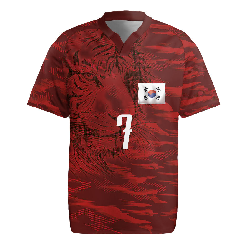 Custom South Korea National Football Rugby Jersey Tigers-Taegeuk Warriors Red