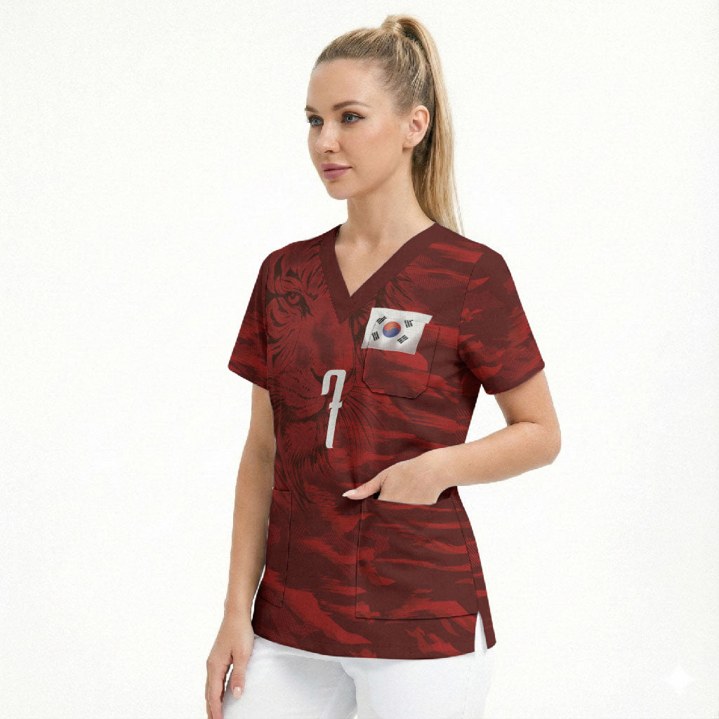 Custom South Korea National Football Scrub Top Tigers-Taegeuk Warriors Red