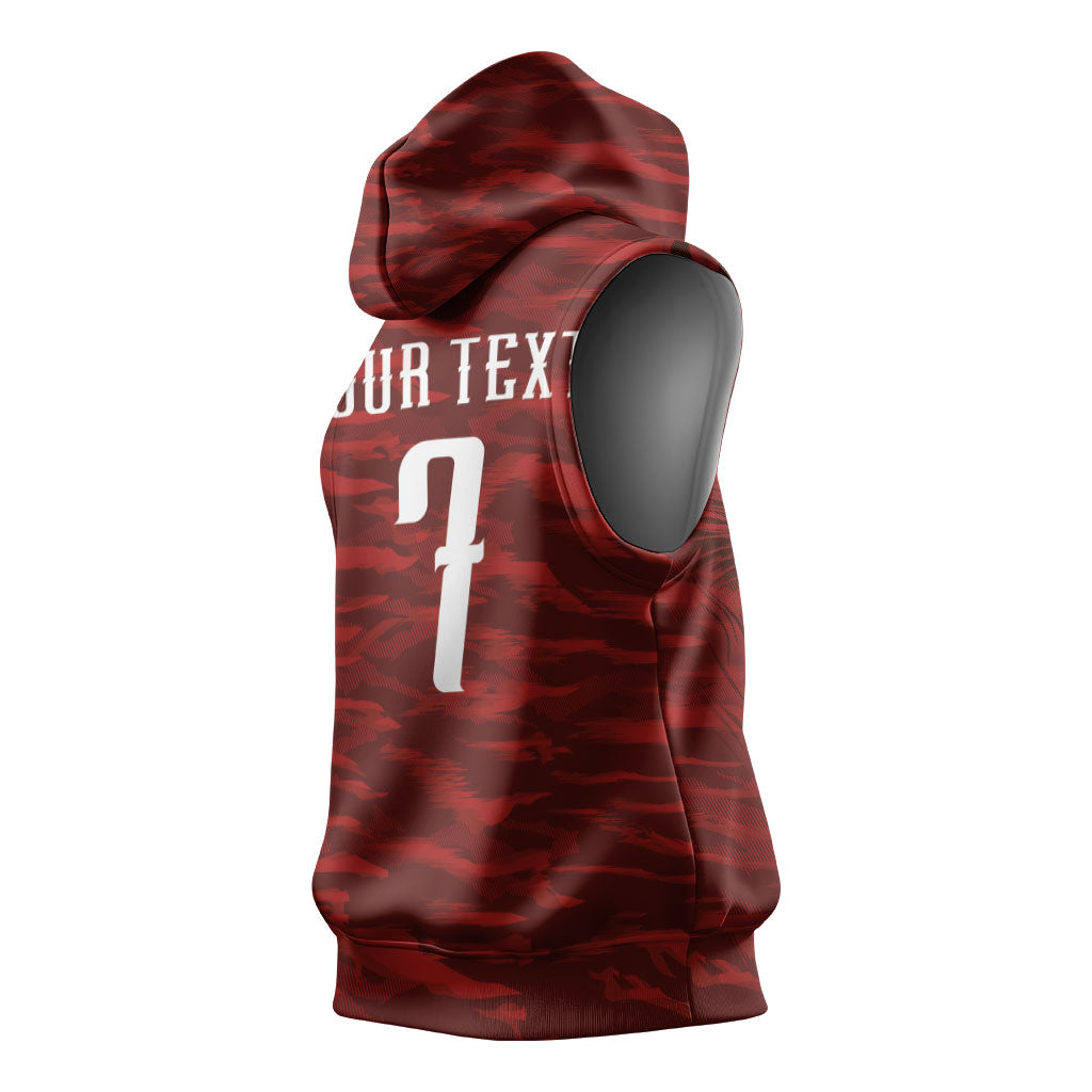 Custom South Korea National Football Sleeveless Hoodie Tigers-Taegeuk Warriors Red
