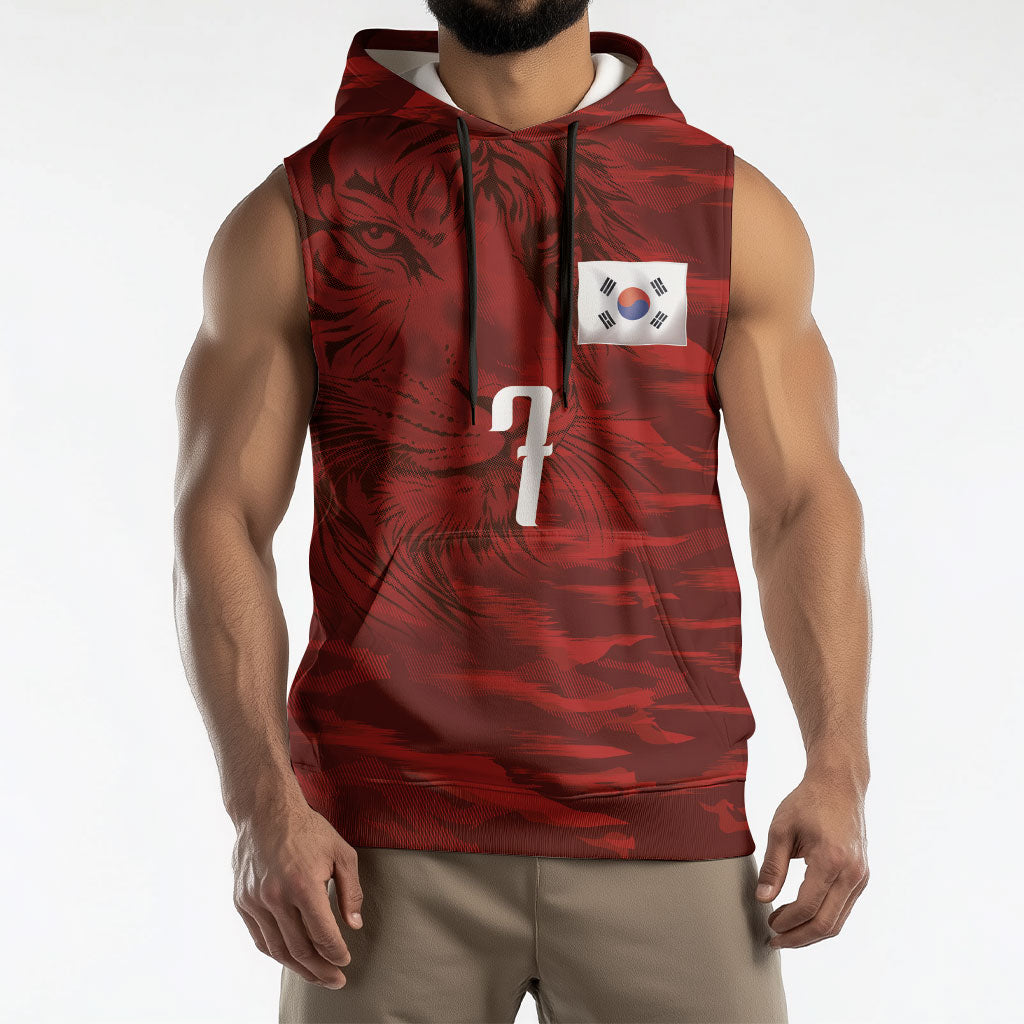 Custom South Korea National Football Sleeveless Hoodie Tigers-Taegeuk Warriors Red