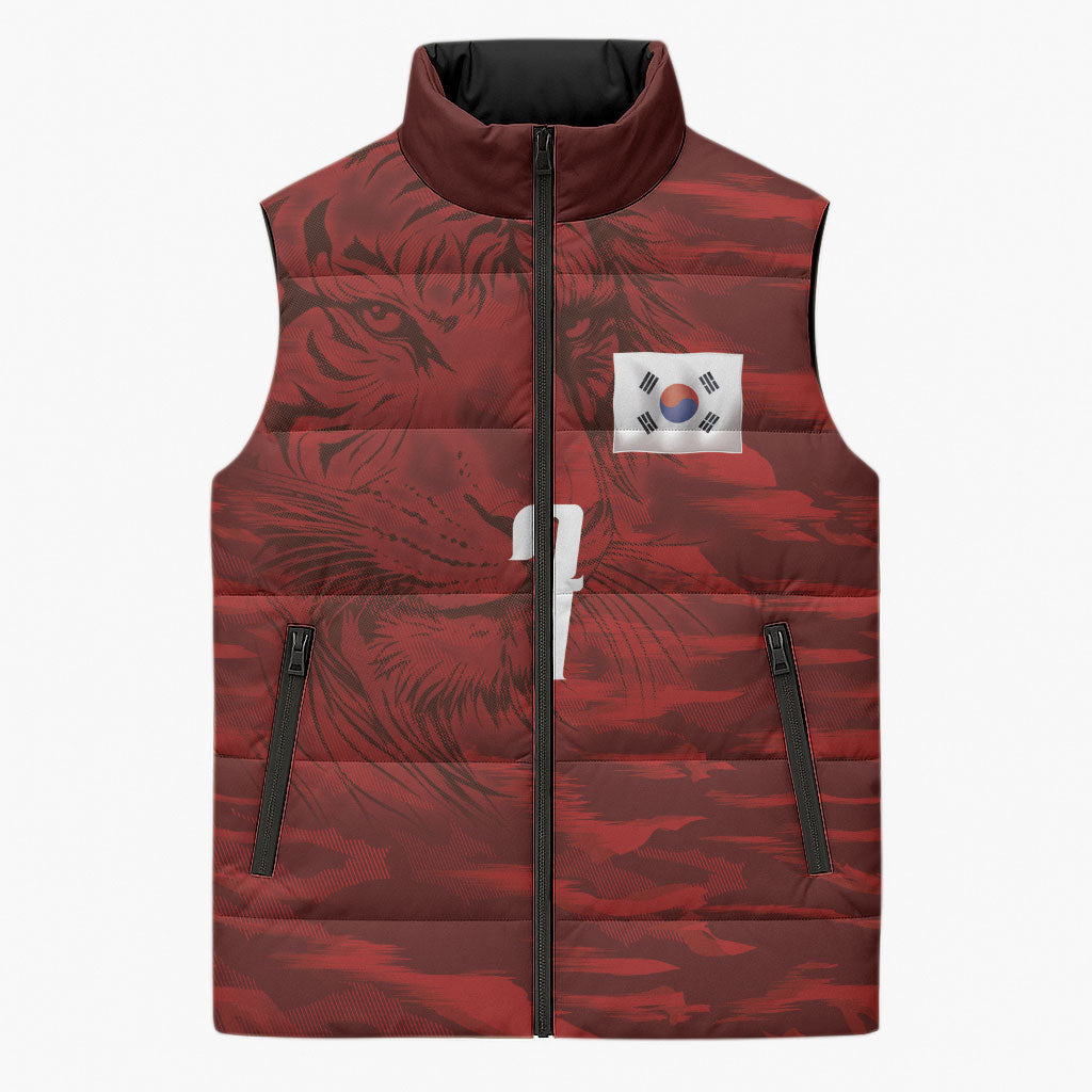 Custom South Korea National Football Sleeveless Puffer Jacket Tigers-Taegeuk Warriors Red